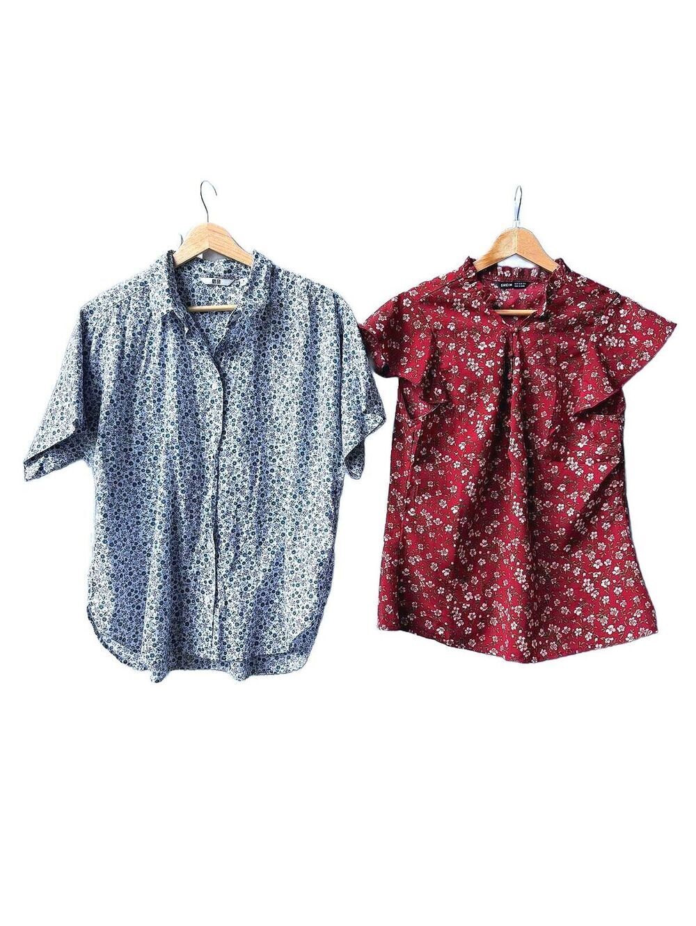 Uniqlo & SHEIN Floral Blouse Bundle Women's Size M Short Sleeve Tops